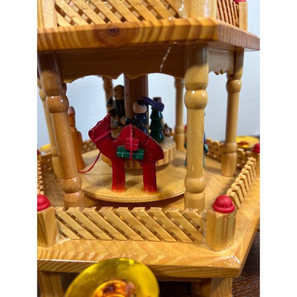 Vintage Handcrafted Wooden German Christmas Candle Tower Carousel Nativity - Picture 4 of 7